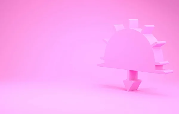 Pink Sunset icon isolated on pink background. Minimalism concept. 3d illustration 3D render