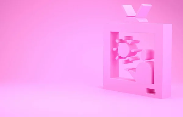 Pinkfarbenes Wettervorhersagesymbol Auf Rosa Hintergrund Minimalismus Konzept Illustration Renderer — Stockfoto