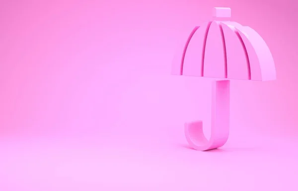 Розовый Классический Элегантный Открытый Зонт Значок Изолирован Розовом Фоне Символ — стоковое фото