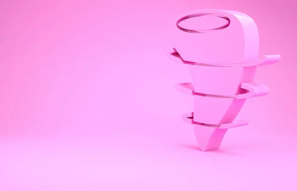 Ροζ Εικονίδιο Τορνέιντο Απομονωμένο Ροζ Φόντο Μινιμαλιστική Έννοια Απεικόνιση Καθιστούν — Φωτογραφία Αρχείου