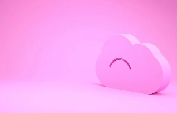Rózsaszín Felhő Ikon Elszigetelt Rózsaszín Háttérrel Minimalizmus Koncepció Illusztráció Render — Stock Fotó