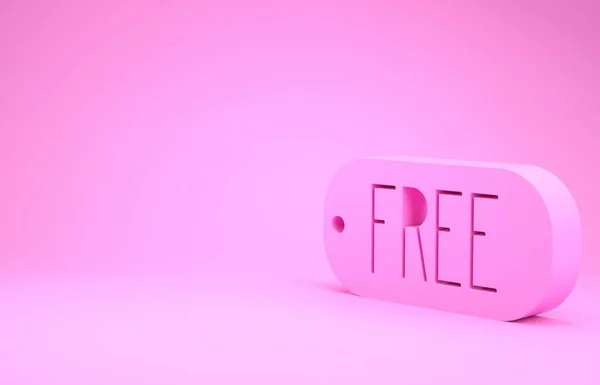 Pink Price Tag Inscription Free Icon Isolated Pink Background Badge — ストック写真