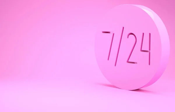 Розовые Часы Часа Значок Изолирован Розовом Фоне Целый День Циклическая — стоковое фото