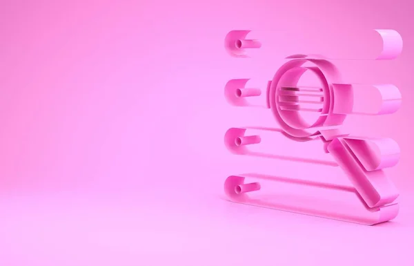 Pink Search in a browser window icon isolated on pink background. Minimalism concept. 3d illustration 3D render