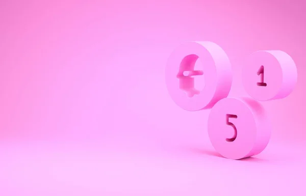 Pinkfarbenes Münzgeld Symbol Isoliert Auf Rosa Hintergrund Zeichen Der Bankenwährung — Stockfoto