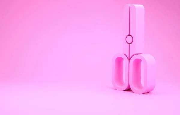 Pink Scissors hairdresser icon isolated on pink background. Hairdresser, fashion salon and barber sign. Barbershop symbol. Minimalism concept. 3d illustration 3D render