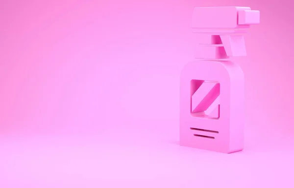 Бутылка Пистолета Pink Hairdresser Иконой Воды Розовом Фоне Концепция Минимализма — стоковое фото