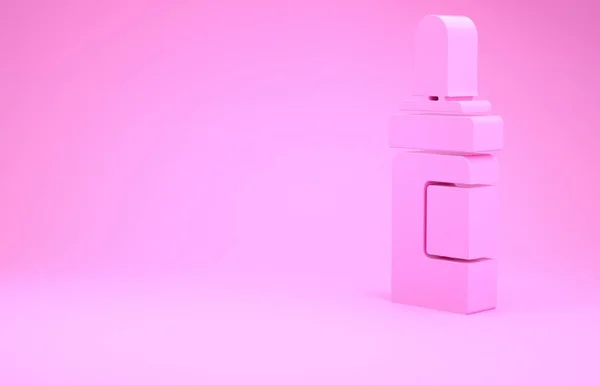 Розовая Борода Усы Уход Значок Бутылки Масла Изолированы Розовом Фоне — стоковое фото