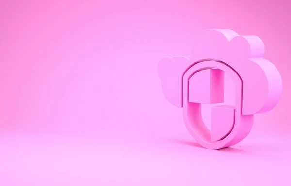 Ícone Nuvem Escudo Rosa Isolado Fundo Rosa Proteção Dados Armazenamento — Fotografia de Stock