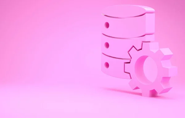 Pink Server Gear Icon Isolated Pink Background Adjusting App Service — Stock Photo, Image