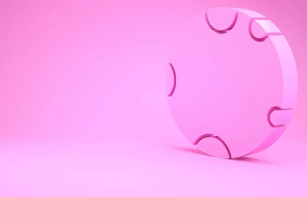 Pink Moon icon isolated on pink background. Minimalism concept. 3d illustration 3D render
