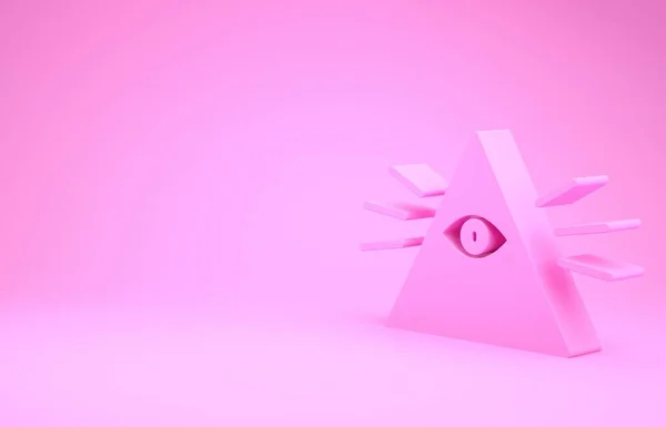 Розовый Масонский Символ Всевидящее Око Божье Выделенный Розовом Фоне Глаз — стоковое фото
