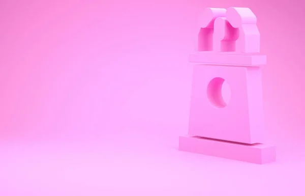 Estante Pink Stage Ícone Pódio Debate Rostrum Isolado Fundo Rosa — Fotografia de Stock