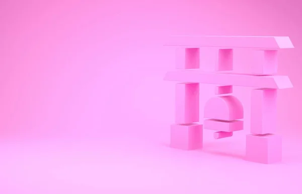 Ікона Pink Japan Gate Ізольована Рожевому Тлі Торійський Знак Воріт — стокове фото