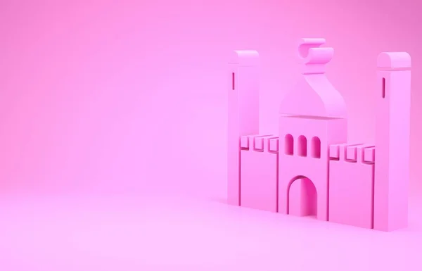 Ikone Der Rosa Muslimischen Moschee Isoliert Auf Rosa Hintergrund Minimalismus — Stockfoto