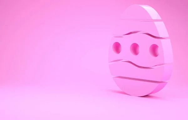 Pinkfarbenes Osterei Symbol Isoliert Auf Rosa Hintergrund Frohe Ostern Minimalismus — Stockfoto