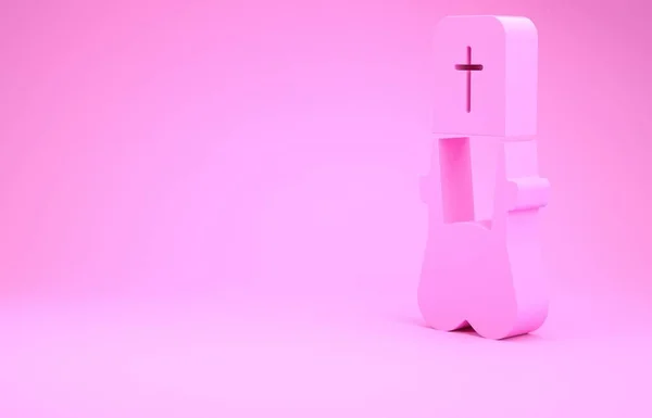 Pink Priest Icoon Geïsoleerd Roze Achtergrond Minimalisme Concept Illustratie Renderen — Stockfoto