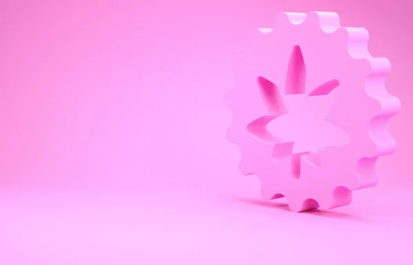 Розовая Медицинская Марихуана Икона Листьев Конопли Изолированы Розовом Фоне Символ — стоковое фото