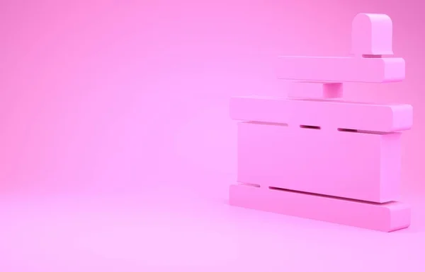 粉红手动研磨机图标隔离在粉红色背景 最低纲领的概念 3D渲染3D插图 — 图库照片