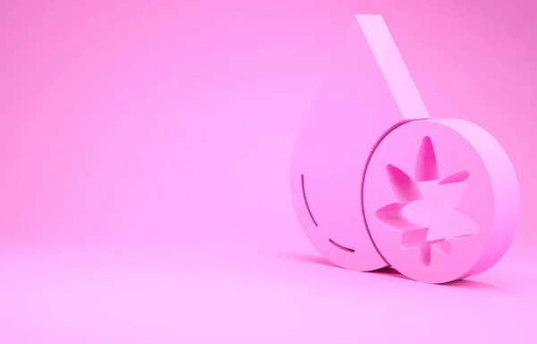 Розовая Медицинская Марихуана Листья Конопли Оливкового Масла Иконка Падения Розовый — стоковое фото