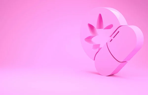 Рожеві Трав Яні Екстаз Таблетки Значок Ізольовані Рожевому Фоні Концепція — стокове фото