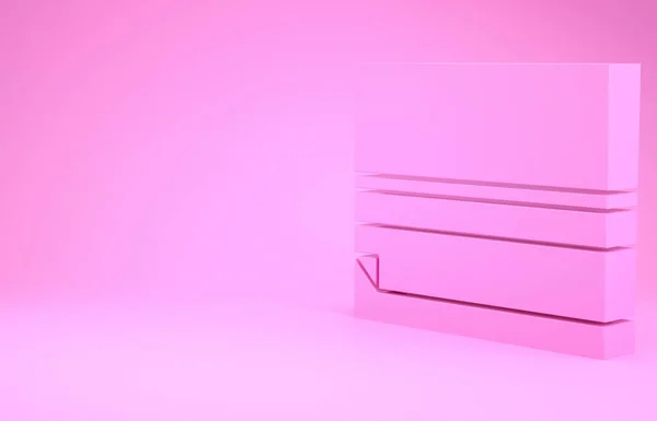 Pink Rolling paper icon isolated on pink background. Minimalism concept. 3d illustration 3D render