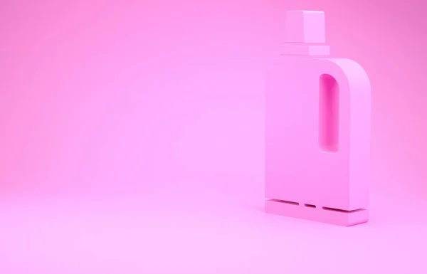 Rózsaszín Szövet Lágyító Ikon Elszigetelt Rózsaszín Alapon Folyékony Mosószer Kondicionáló — Stock Fotó