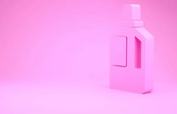 Roze Stof Ontharder Pictogram Geïsoleerd Roze Achtergrond Vloeibaar Wasmiddel Conditioner — Stockfoto