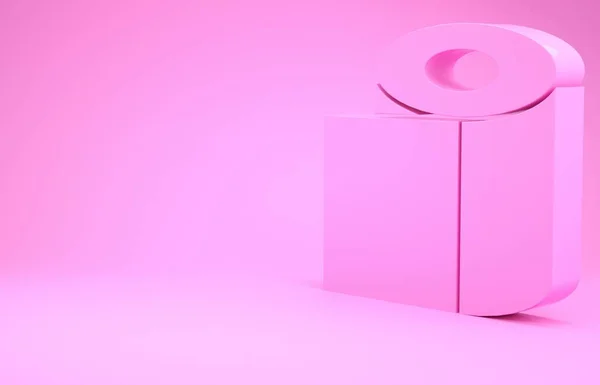 Ícone Rolo Papel Higiênico Rosa Isolado Fundo Rosa Conceito Minimalismo — Fotografia de Stock