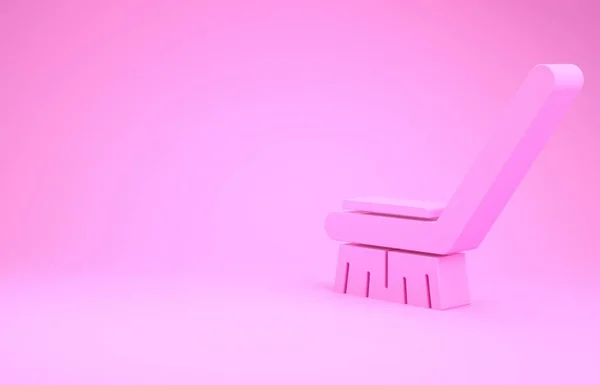 Ροζ Πινέλο Για Τον Καθαρισμό Εικονίδιο Απομονώνονται Ροζ Φόντο Έννοια — Φωτογραφία Αρχείου