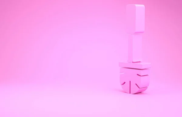 Ροζ Εικονίδιο Πινέλου Τουαλέτας Απομονωμένο Ροζ Φόντο Μινιμαλιστική Έννοια Απεικόνιση — Φωτογραφία Αρχείου