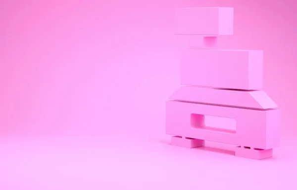 Ροζ Ταμειακή Μηχανή Ένα Εικονίδιο Ελέγχου Που Απομονώνονται Ροζ Φόντο — Φωτογραφία Αρχείου