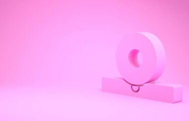 Pembe Otolaryngological baş yansıtıcı ikonu pembe arka planda izole edilmiş. Hastanın kulağını, boğazını ve burnunu incelemek için ekipman. Minimalizm kavramı. 3d illüstrasyon 3B canlandırma