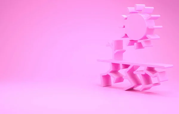 Розовая Засуха Значок Изолирован Розовом Фоне Концепция Минимализма Рендеринг — стоковое фото