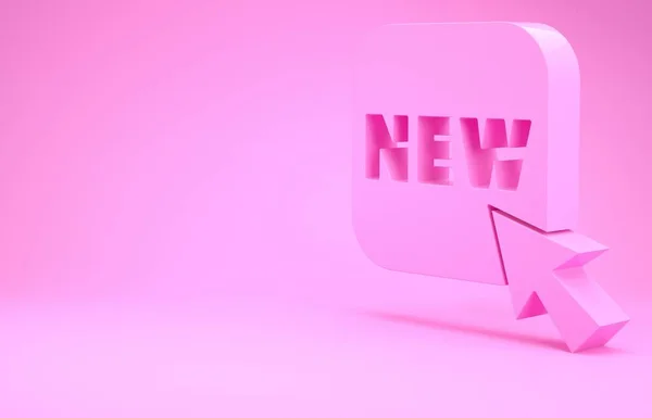 Розовая Кнопка Надписью Новая Иконка Выделена Розовом Фоне Значок Цене — стоковое фото