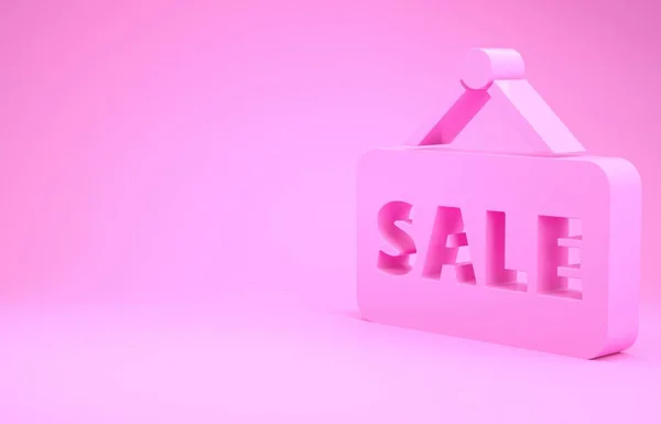 Рожевий Висячий Знак Текстом Піктограма Продажу Ізольована Рожевому Фоні Вивіска — стокове фото