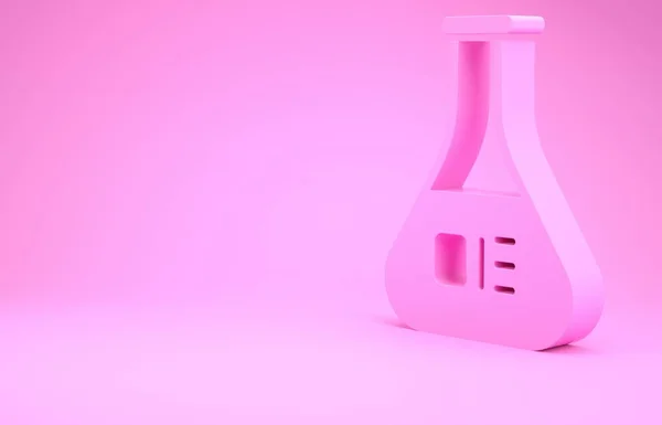 Ícone Teste Químico Tubo Frasco Rosa Teste Laboratório Isolado Fundo — Fotografia de Stock