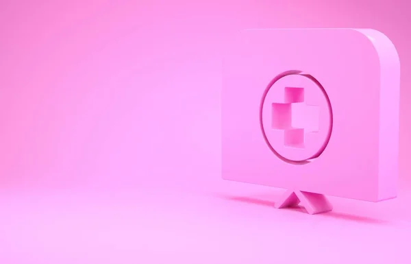 Rosafarbener Schwesternhut Mit Kreuzsymbol Auf Rosa Hintergrund Mützenschild Für Medizinische — Stockfoto