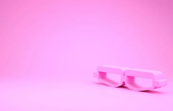 Розовые Очки Безопасности Очки Значок Изолирован Розовом Фоне Концепция Минимализма — стоковое фото