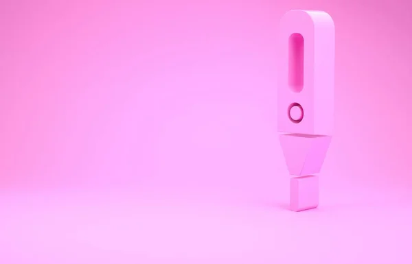 Pink Medical Digitalthermometer Für Medizinische Untersuchung Symbol Isoliert Auf Rosa — Stockfoto