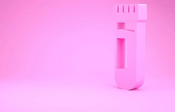 Розовая Пробирка Колба Иконкой Крови Изолированы Розовом Фоне Лабораторный Химический — стоковое фото