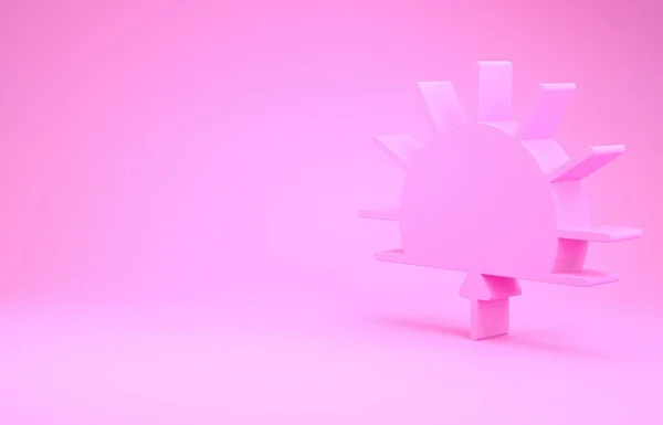 Icône lever de soleil rose isolée sur fond rose. Concept de minimalisme. Illustration 3D rendu 3D — Photo