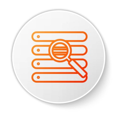 Beyaz arkaplanda izole edilmiş bir tarayıcı pencere simgesinde turuncu çizgi araması. Beyaz daire düğmesi. Vektör İllüstrasyonu