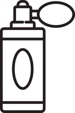 Beyaz arka planda izole edilmiş siyah çizgi tıraş losyonu şişesi. Parfüm spreyi ikonu. Erkek parfüm şişesi. Vektör İllüstrasyonu