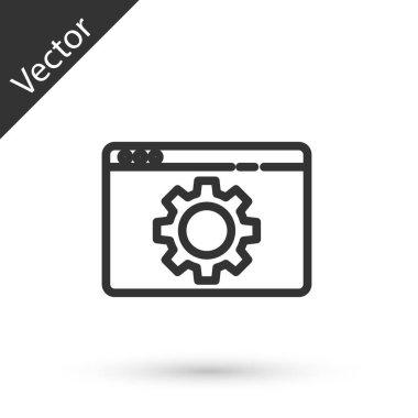 Gri çizgi Tarayıcı ayarı simgesi beyaz arkaplanda izole edildi. Ayarlama, servis, bakım, onarım, onarım. Vektör İllüstrasyonu