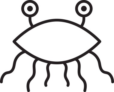 Beyaz arka planda siyah çizgi Pastafarianizm simgesi izole edildi. Vektör İllüstrasyonu