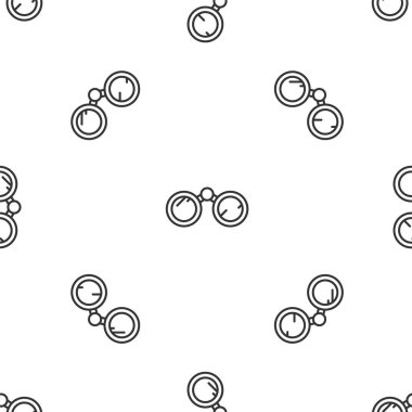 Gri çizgi Dürbün simgesi beyaz arkaplandaki kusursuz deseni izole etti. Yazılım işareti bul. Casus ekipman sembolü. Vektör İllüstrasyonu