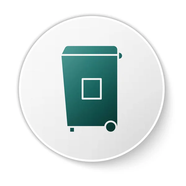Green Papierkorb Symbol isoliert auf weißem Hintergrund. Mülleimer-Schild. Papierkorb-Symbol. Büromüll-Ikone. Weißer Kreis-Knopf. Vektorillustration — Stockvektor