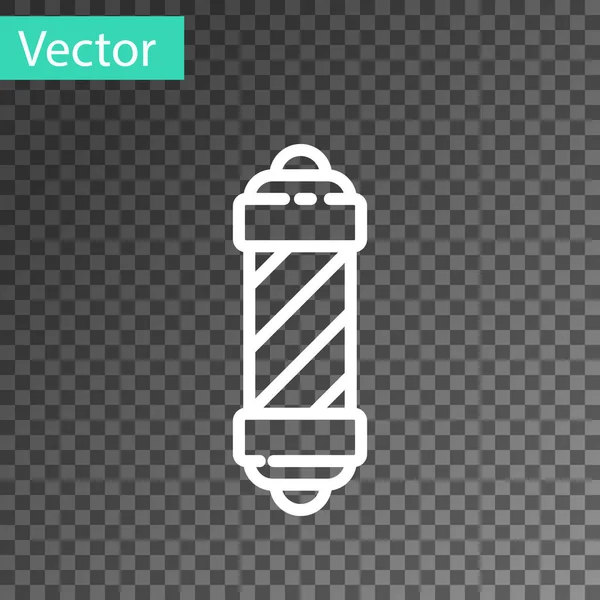 Linha branca Clássico Barbeiro loja pólo ícone isolado no fundo transparente. Símbolo do poste da barbearia. Ilustração vetorial — Vetor de Stock