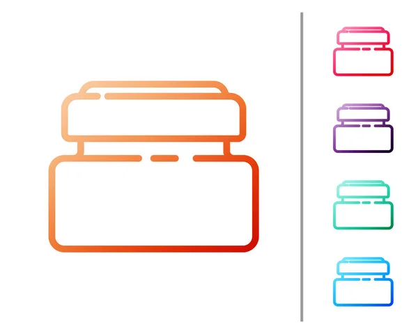 Linea rossa Crema o lozione icona tubo cosmetico isolato su sfondo bianco. Prodotti per la cura del corpo per uomini. Imposta icone a colori. Illustrazione vettoriale — Vettoriale Stock